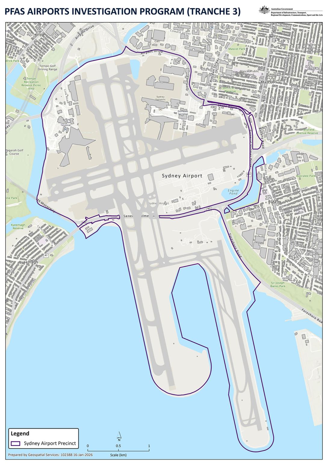 PFAS Airports Investigation Program (Tranche 3) Sydney map
