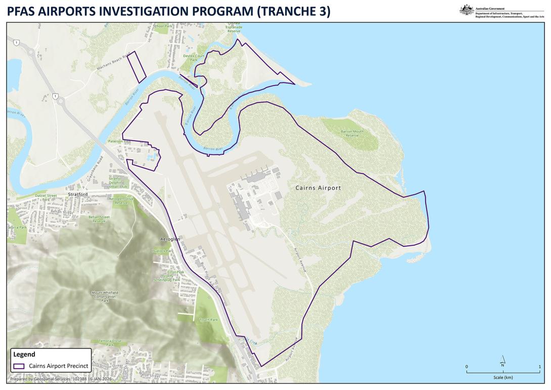 PFAS Airports Investigation Program (Tranche 3) Cairns map