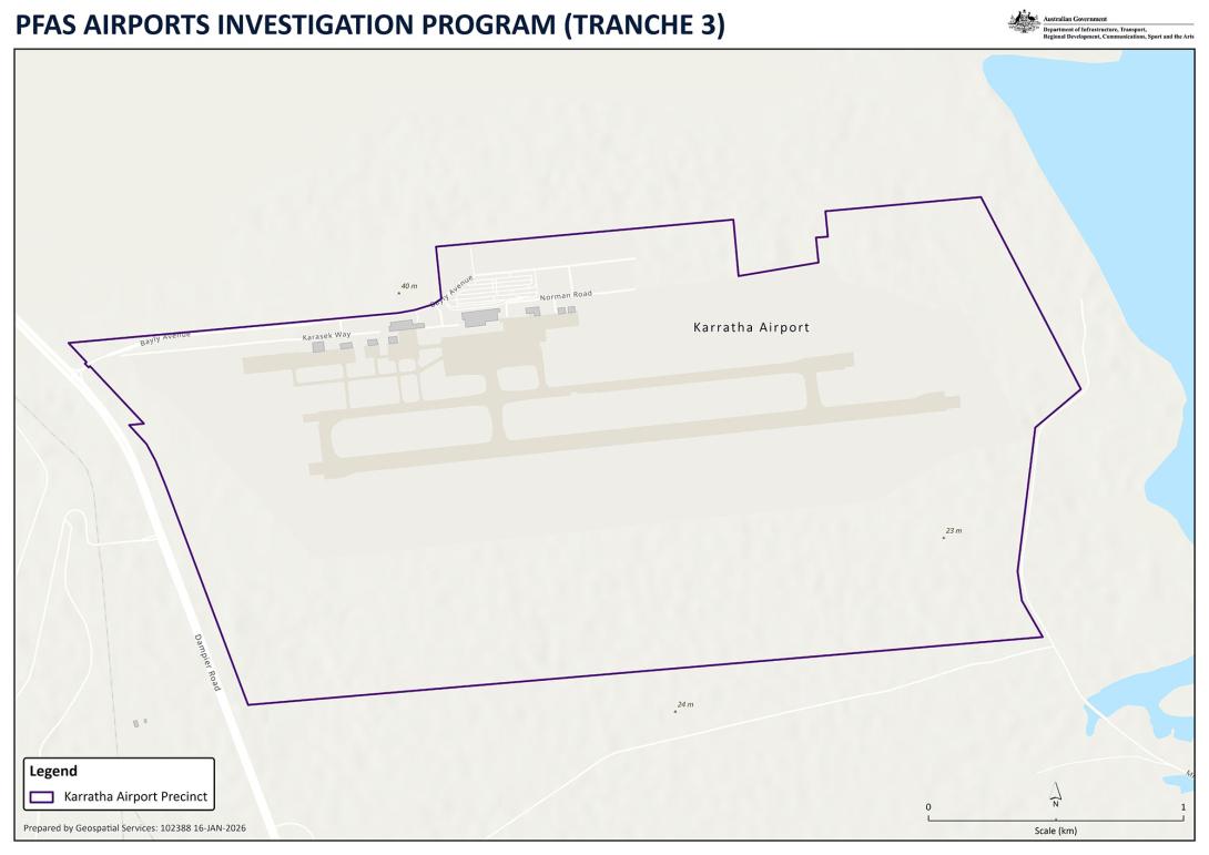 PFAS Airports Investigation Program (Tranche 3) Karratha map